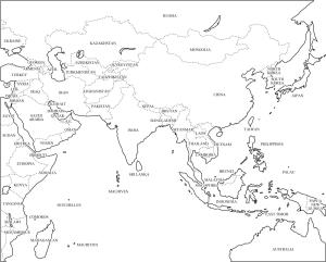 Mapa de países de Asia. Freemap