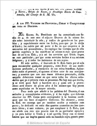 Carta del Ilmo. Sr. ... Fr. Ramón Casaus y Torres... Arzobispo Electo de Guatemala ... a los PP. vicarios de Provincia, curas y coadjutores de toda su diócesis