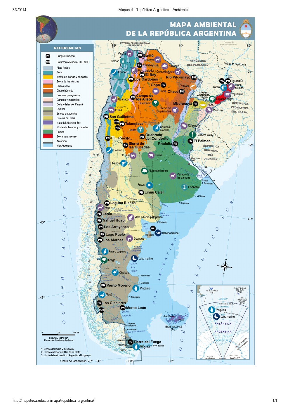 Mapa ambiental de Argentina. Mapoteca de Educ.ar