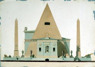 Alzado lateral de pirámide para el concurso del monumento a las víctimas del Dos de Mayo