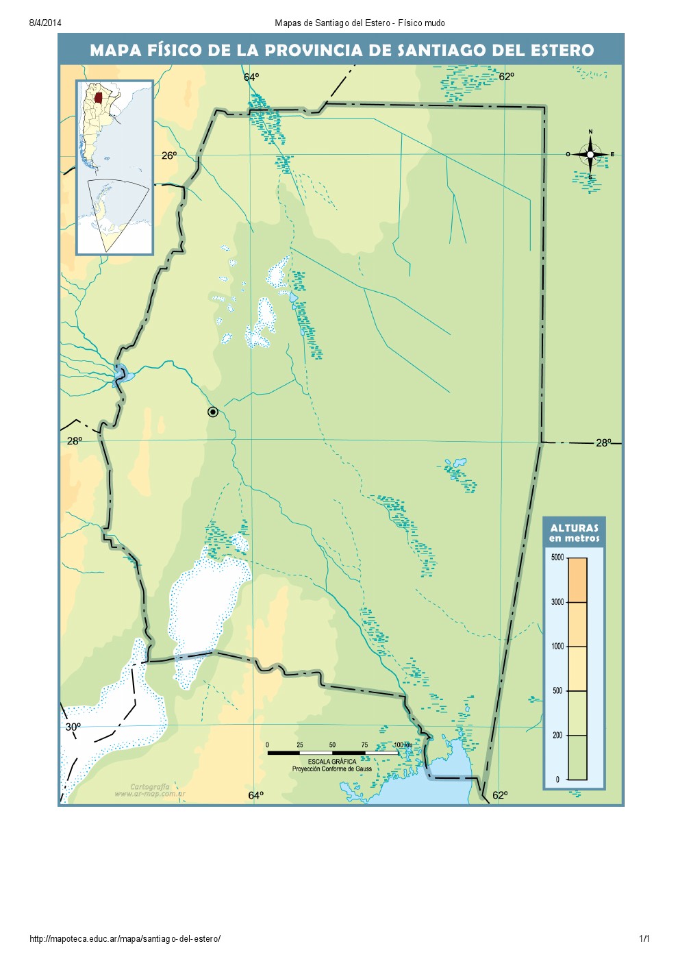 Mapa mudo de ríos de Santiago del Estero. Mapoteca de Educ.ar