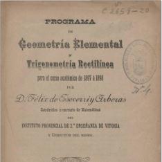 Programa de geometría elemental y trigonometría rectilínea para el curso académico de 1897 a 1898
