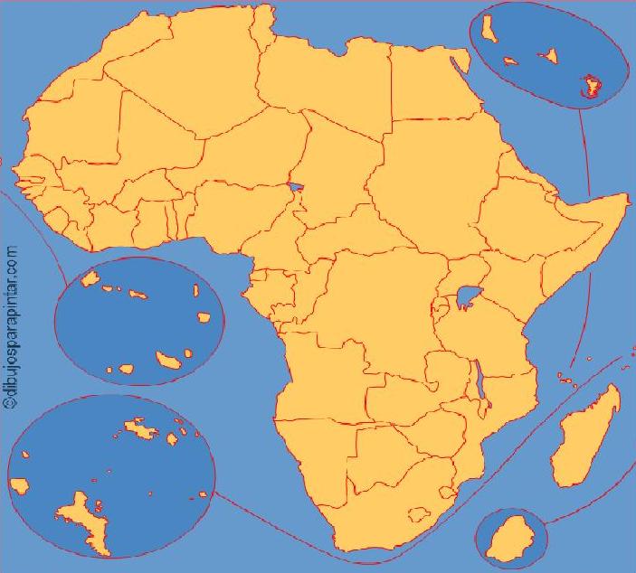 Países de África. Dibujos para pintar