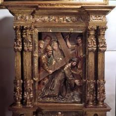 Fragmento de retablo con Cristo camino del Calvario