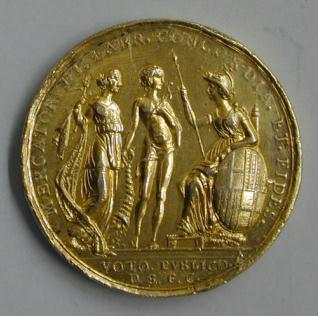 Medalla conmemorativa del viaje de Carlos IV y María luisa a la ciudad de Barcelona en 1802