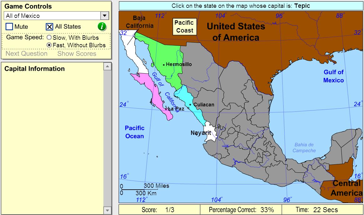 Interactive Map Of Mexico Capitals Of Mexico Beginner Sheppard 