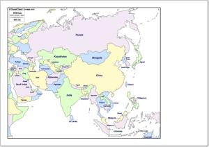 Mapa de países de Asia. d-maps