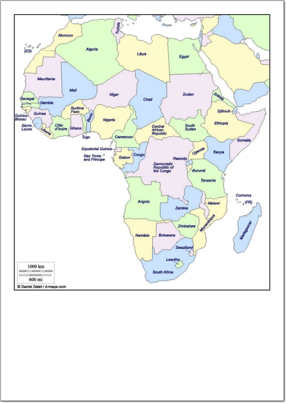 Mapa de países de África. d-maps