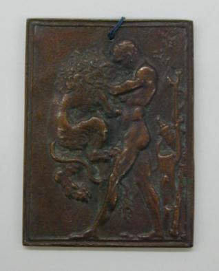 Placa de bronce con Hércules