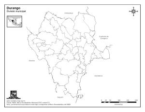 Mapa mudo de municipios de Durango. INEGI de México