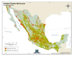 Mapa de superficie agrícola de México. INEGI de México