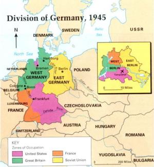 Mapa de Alemania: División alemana en 1945. Learn Europe