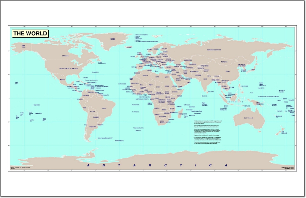 Mapa de países del Mundo. Naciones Unidas