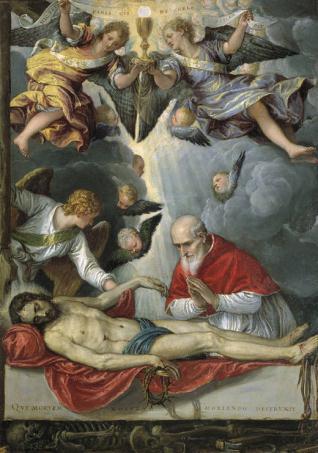 Cristo yacente, adorado por el papa San Pío V