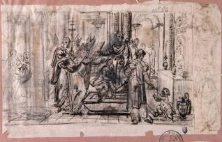 San Ildefonso y Recesvinto en la tumba de Santa Leocadia / Dos figuras de santos en pie.