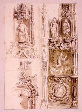 Detalles del retablo mayor de la catedral de Huesca