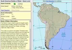 Oceans and lakes of South America. Game. Sheppard Software