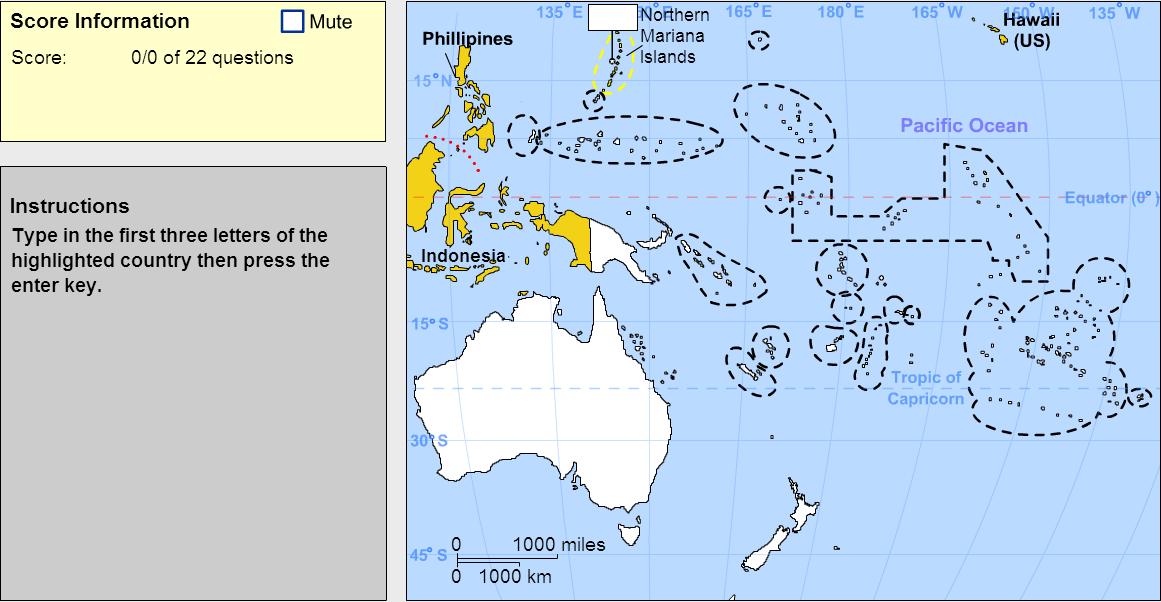 Capitals of Oceania. Cartographer. Sheppard Software