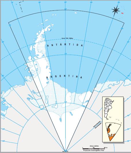 Mapa mudo de la Antártida Argentina. IGN de Argentina