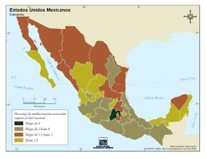 Mapa de comercio de México. INEGI de México