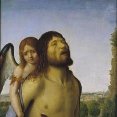 Cristo muerto, sostenido por un ángel