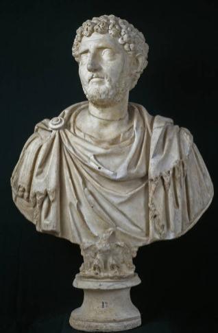 Retrato de un romano sobre un busto antiguo con paludamento