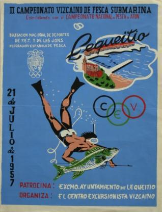 II Campeonato vizcaino de pesca submarina / coincidiendo con el Campeonato Nacional de Pesca de Atún / Lequeitio / 21 de julio de 1957
