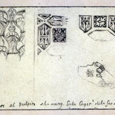 Detalles decorativos del púlpito de la Sala Capitular de la Seo de Huesca