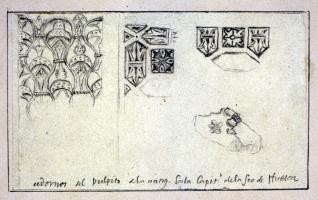 Detalles decorativos del púlpito de la Sala Capitular de la Seo de Huesca