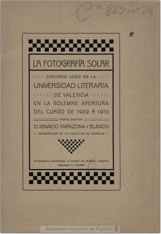 Discurso leído en la Universidad Literaria de Valencia en la solemne  apertura del curso de 1909 a 1910