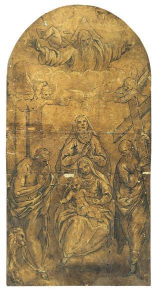 La Aparición de Dios Padre a La Virgen con el Niño, Santa Ana, San Jerónimo y San Andrés
