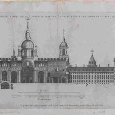 Quinto Diseño, Sección longitudinal del templo, palacio y convento