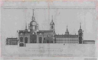 Quinto Diseño, Sección longitudinal del templo, palacio y convento