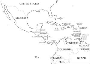 Mapa de países de América Central. Freemap