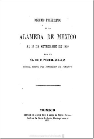Discurso pronunciado en la Alameda de México el 16 de septiembre de 1859