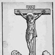 Johann Friedrich de Sajonia, el magnánimo, al pie de Cristo en la cruz