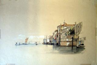 Vista del Gran Canal de Venecia con el palacio Vernier