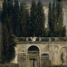 Vista del jardín de la Villa Medici en Roma
