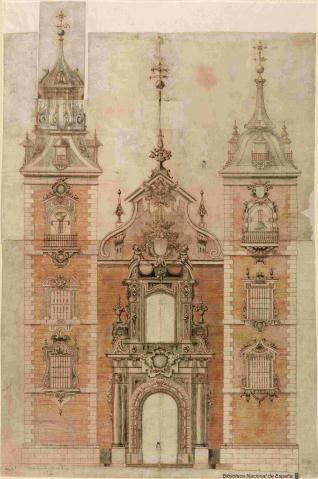 Proyecto de torres para la fachada de la iglesia de la Casa Profesa de los Jesuitas, en Madrid