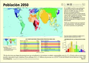 Mapa de países del Mundo. Población año 2050. Worldmapper