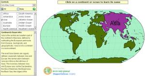 Continents and Oceans of the World. Tutorial. Sheppard Software