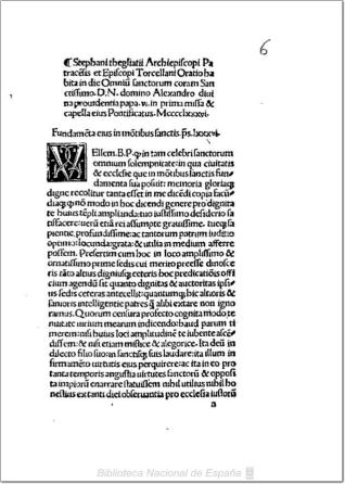 Oratio in die Omnium Sanctorum coram Alexandro VI. habita anno 1486 [i.e.:1492