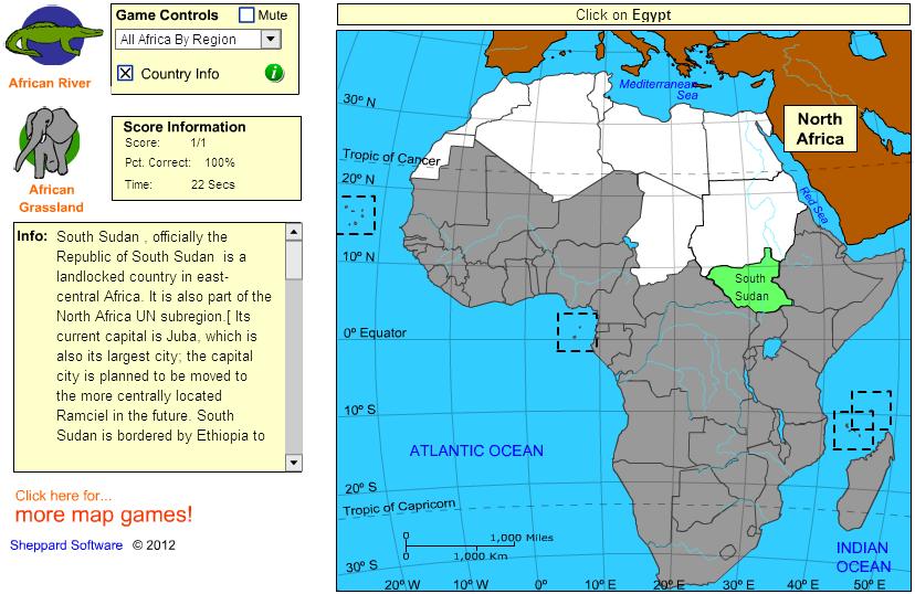 Countries of Africa. Beginner. Sheppard Software