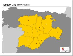 Mapa de provincias y capitales de Castilla y Léon. JCyL