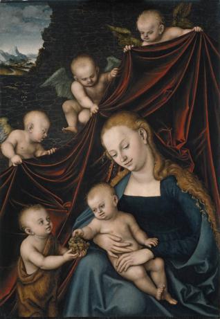 La Virgen con Niño, San Juan y ángeles