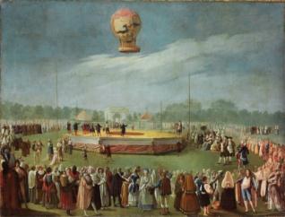 Elevación de un globo ante la Corte de Carlos IV