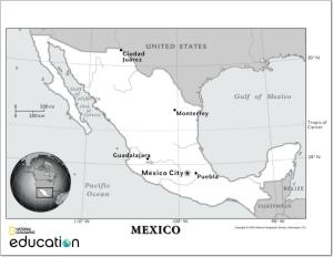 Mapa de ríos de México. National Geographic