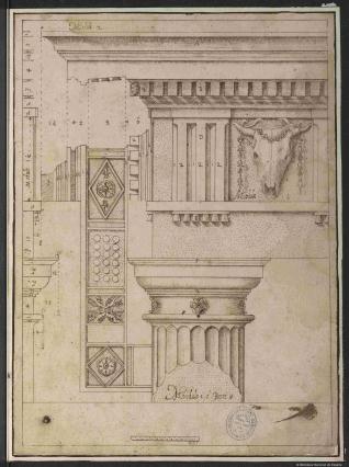 Capitel y entablamento del orden dórico