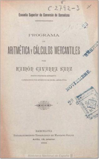 Programa de aritmética y cálculos mercantiles