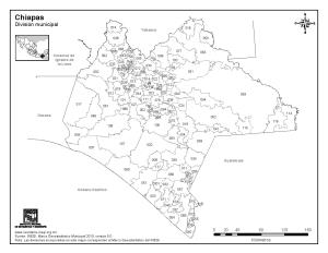 Mapa de municipios de Chiapas. INEGI de México